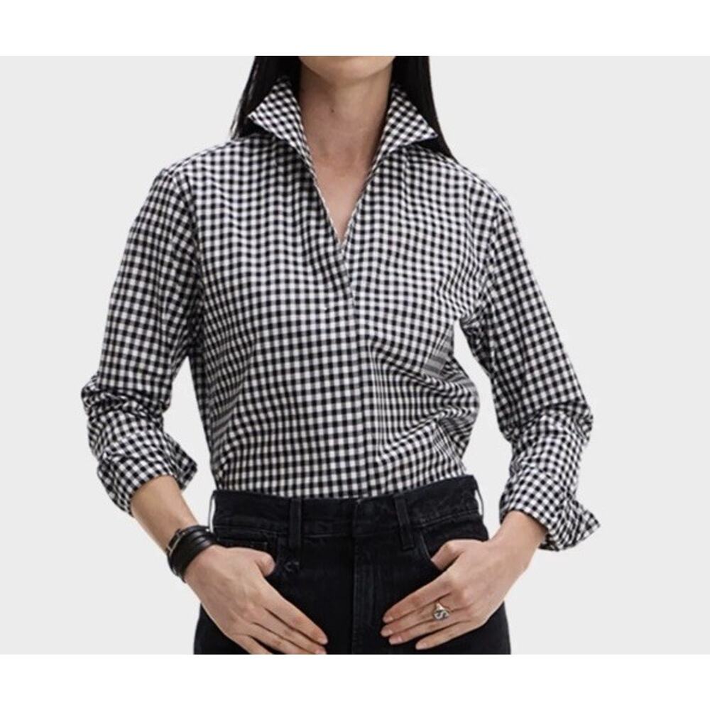 Sarah Alexandra women's long-sleeve button-down shirt black and white Size 6 - Picture 3 of 7